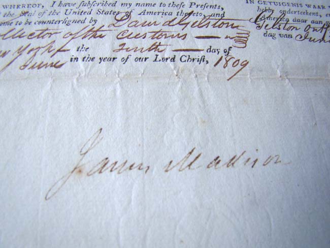 A Four Language Mediteranean Ship's Passport signed by President James Madison on June 10, 1809 — image 2